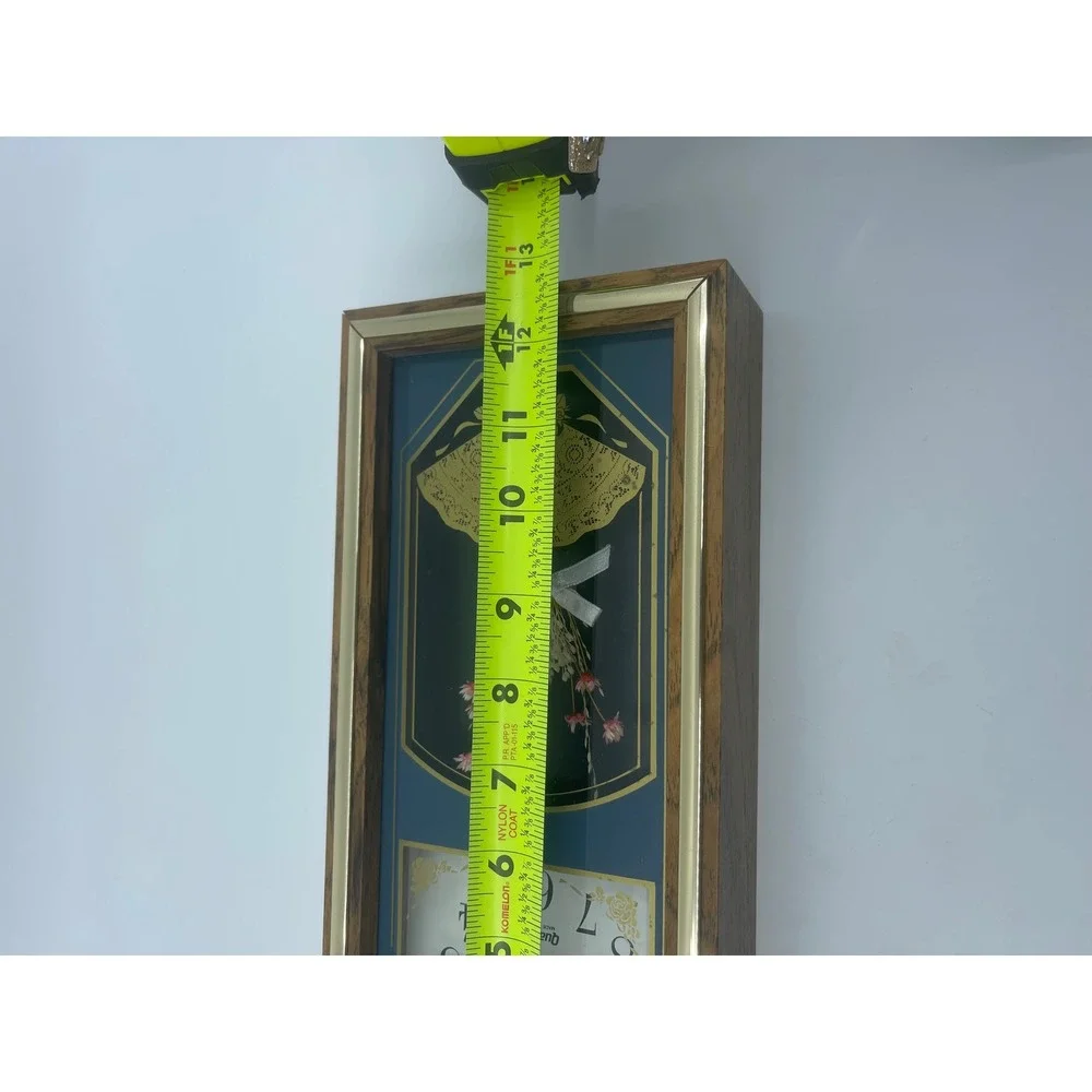 Vtg Elgin Quartz Wall Clock Wood Brass Trim 80s 90s Fan‎ Flowers USA works read